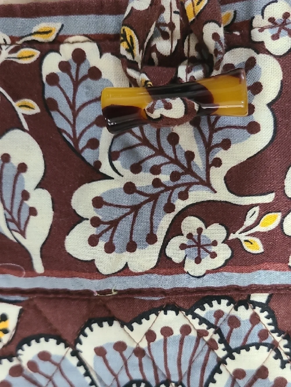 Vera Bradley Brown Tote with Light Blue Floral Print